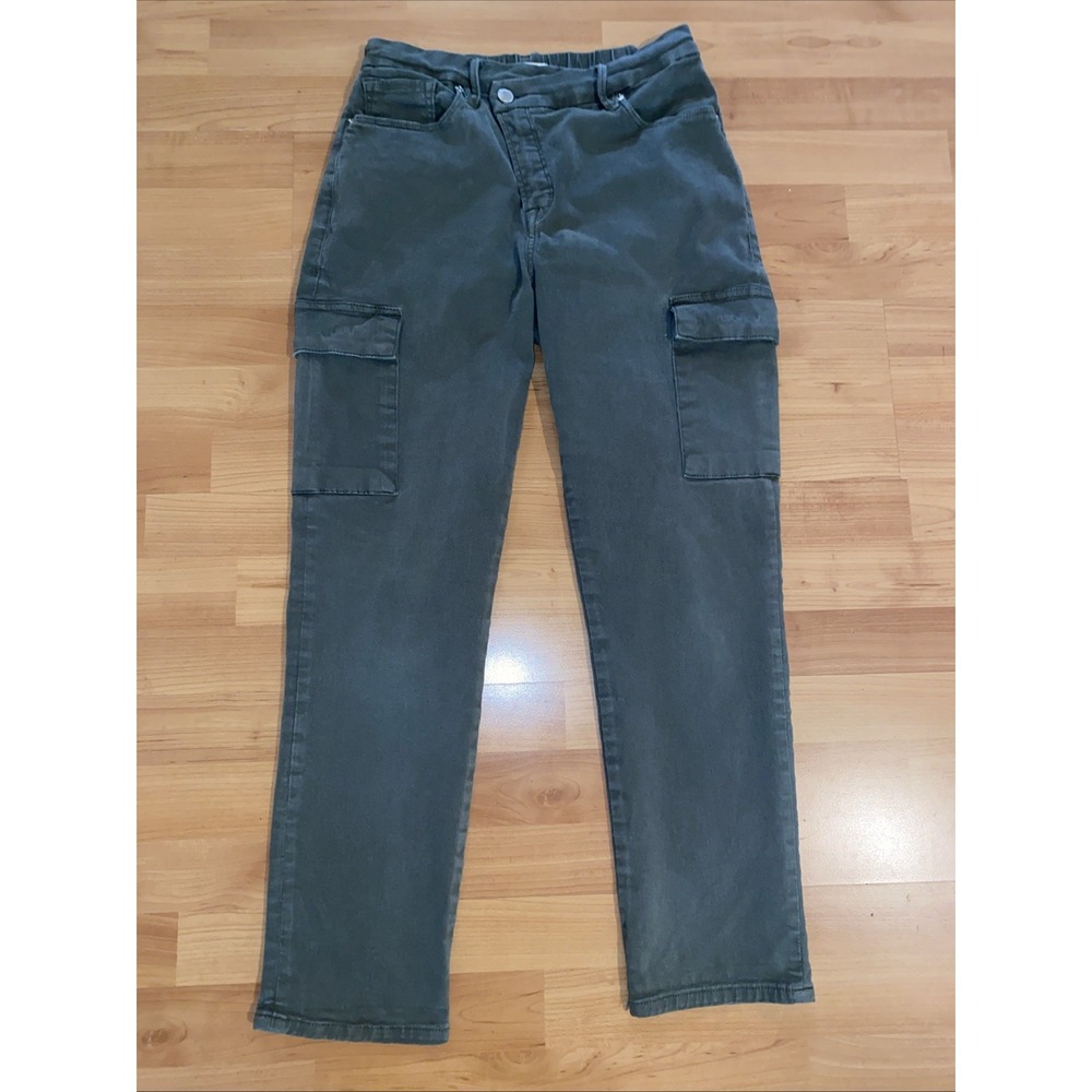 Good American Good Classic Cargo Crossover Pants Women's Size 8/ 29 Army Green